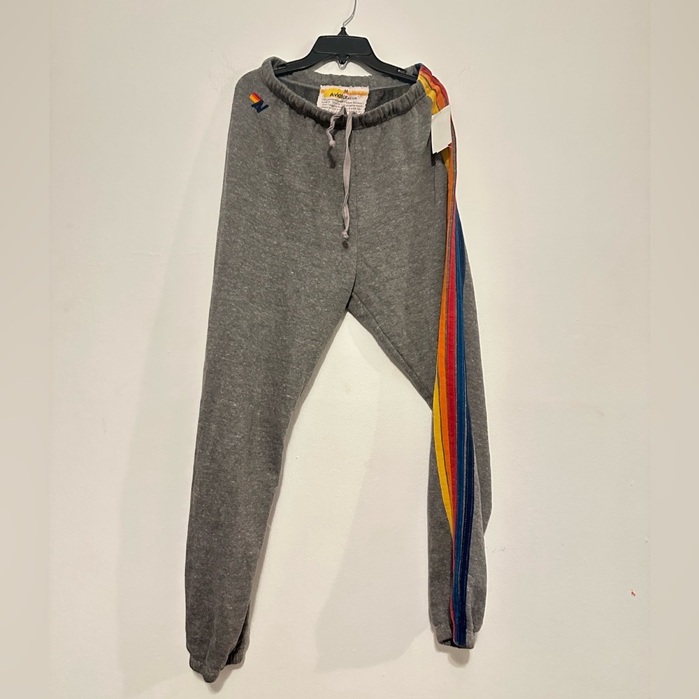 Aviator Nation Gray Joggers with Multicolor Stripes - Picture 5 of 8